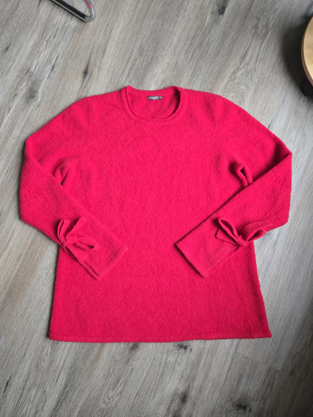 J.McLaughlin Alpaca Blend Red sweater ITALIAN YARN Bow wrists Comfy Cozy M